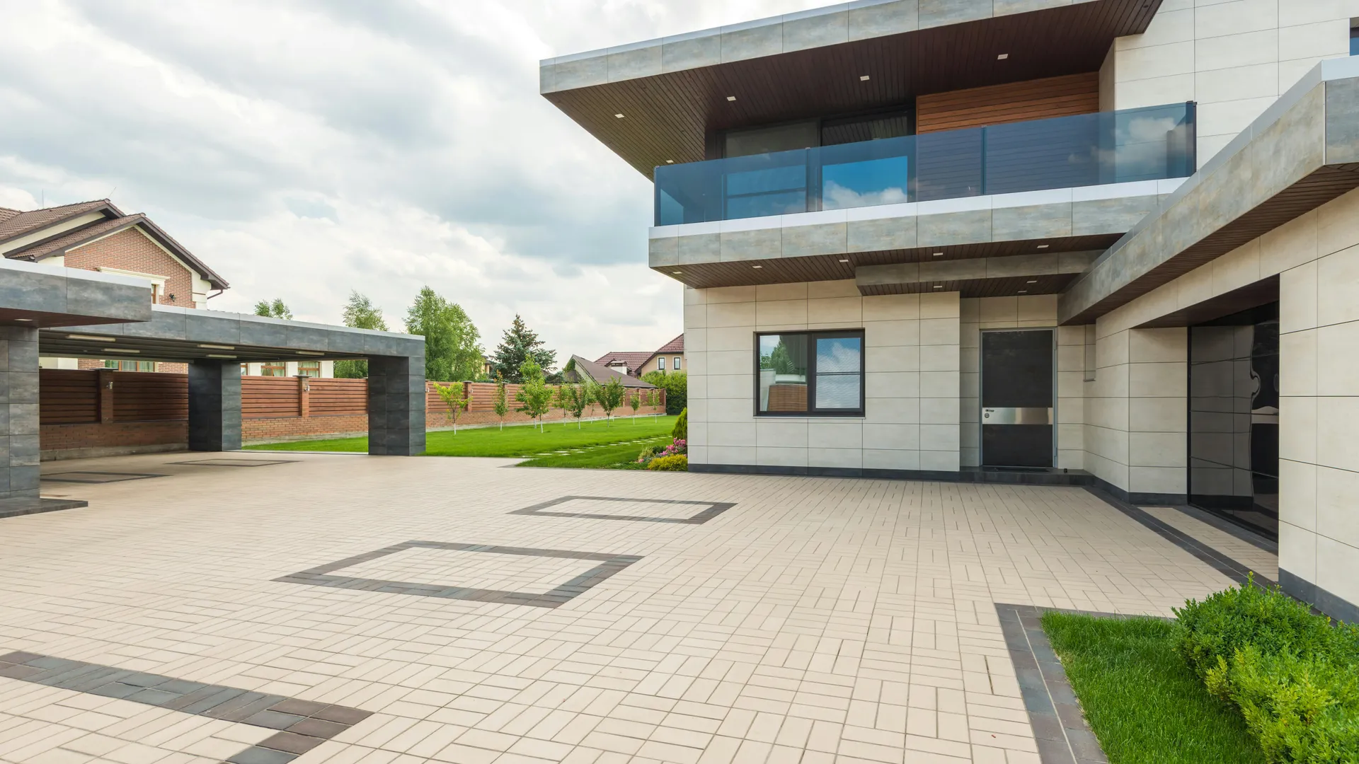 Riverside living hall with contemporary interior detailing